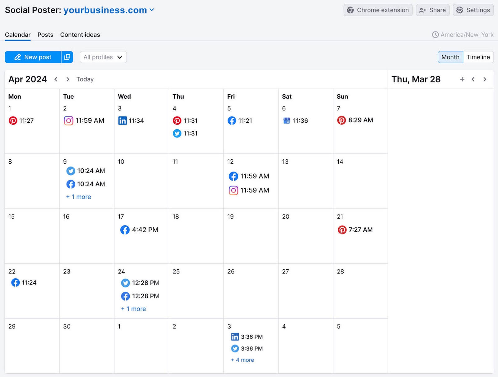social media content calendar in 社交海报 tool