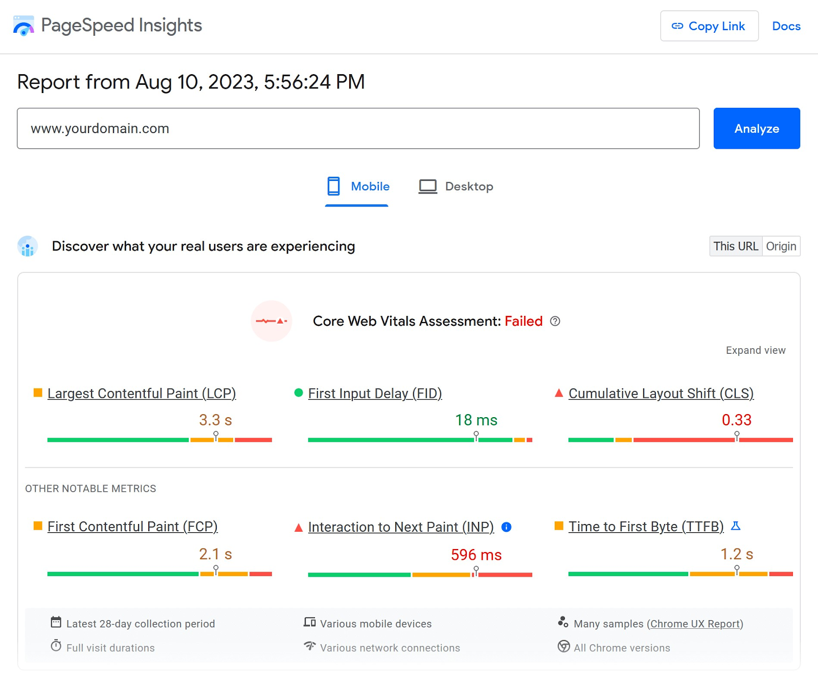 PageSpeed洞察 detailed report