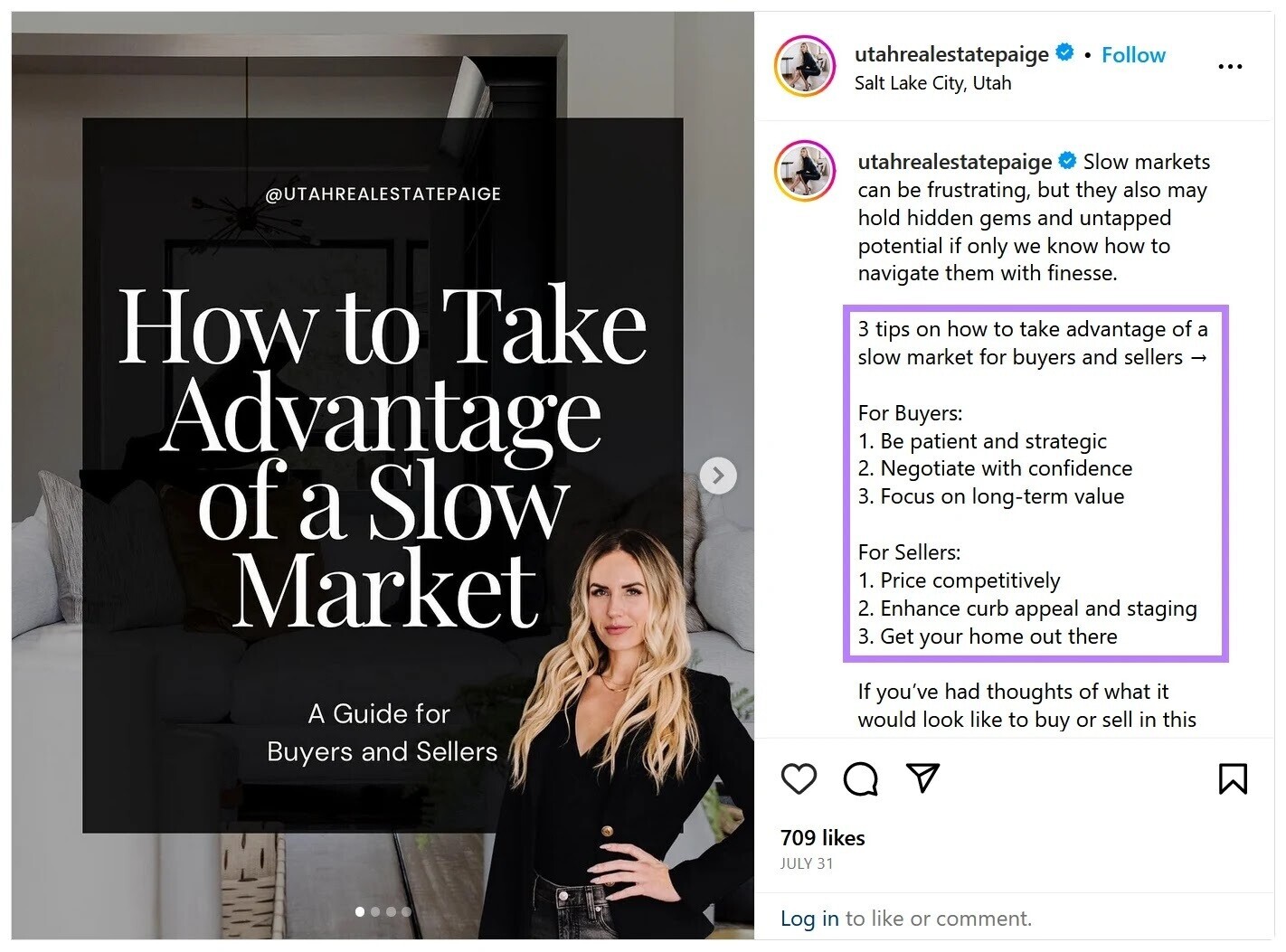 An 例子： of an 教育界 real estate social media post