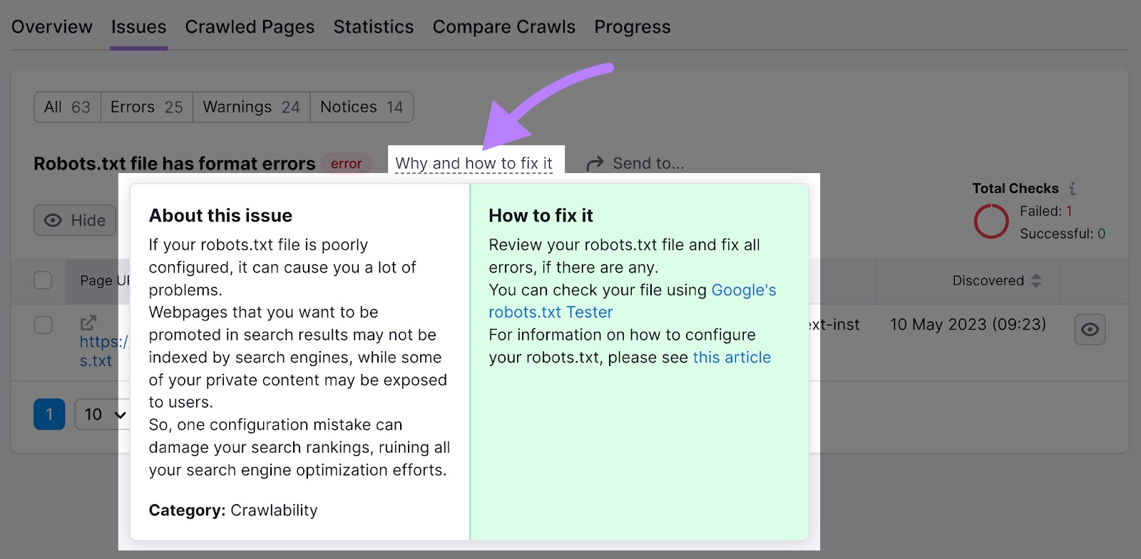 “为什么以及如何解决它” window for a robots.txt file error