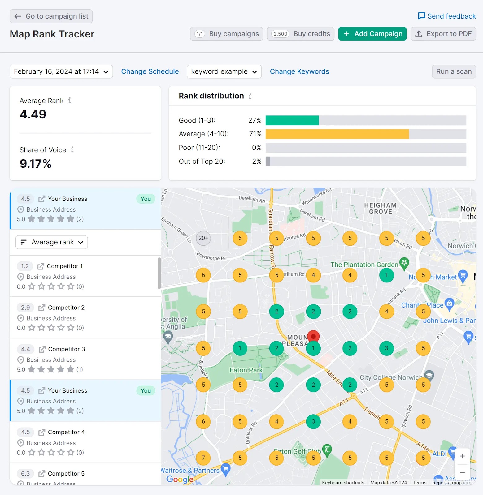 地图排名追踪器 dashboard in 上市管理 tool