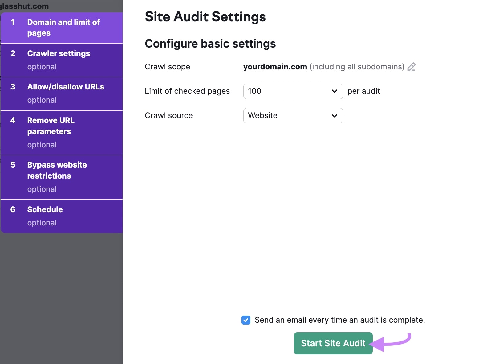 现场审核 Settings screen