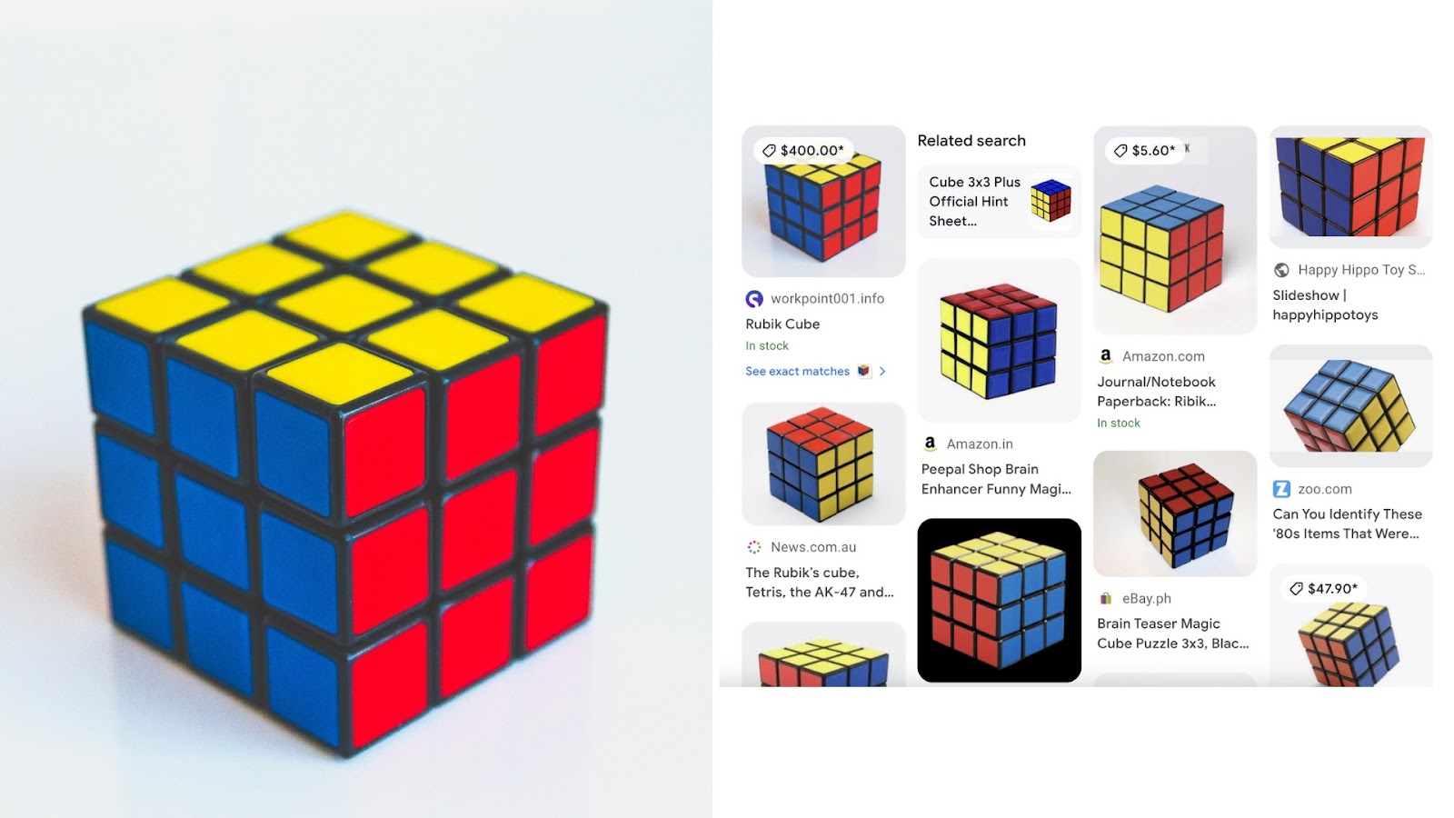 Google reverse image 搜索 results page for an image of a rubik's cube