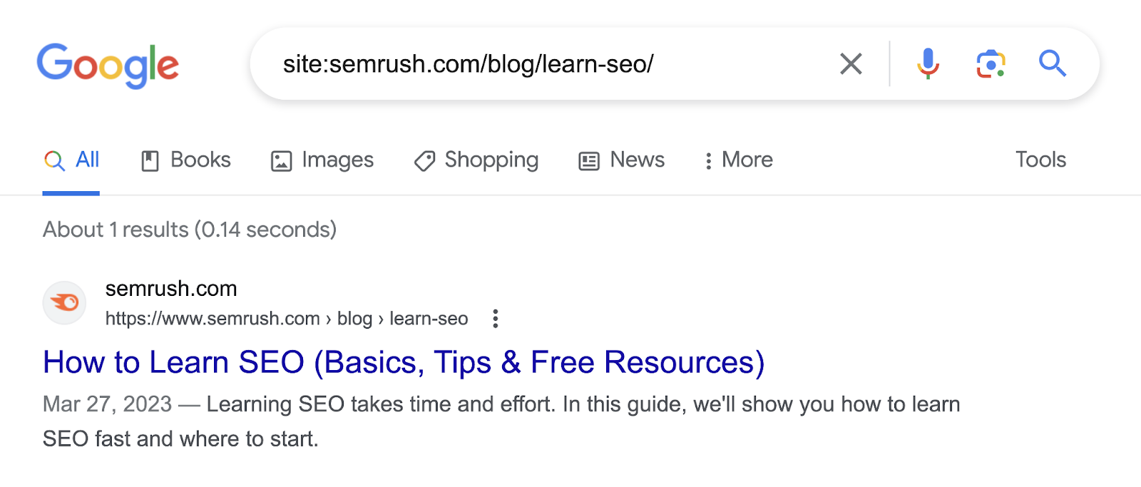 search for “网站:semrush.com/blog/learn-seo/”