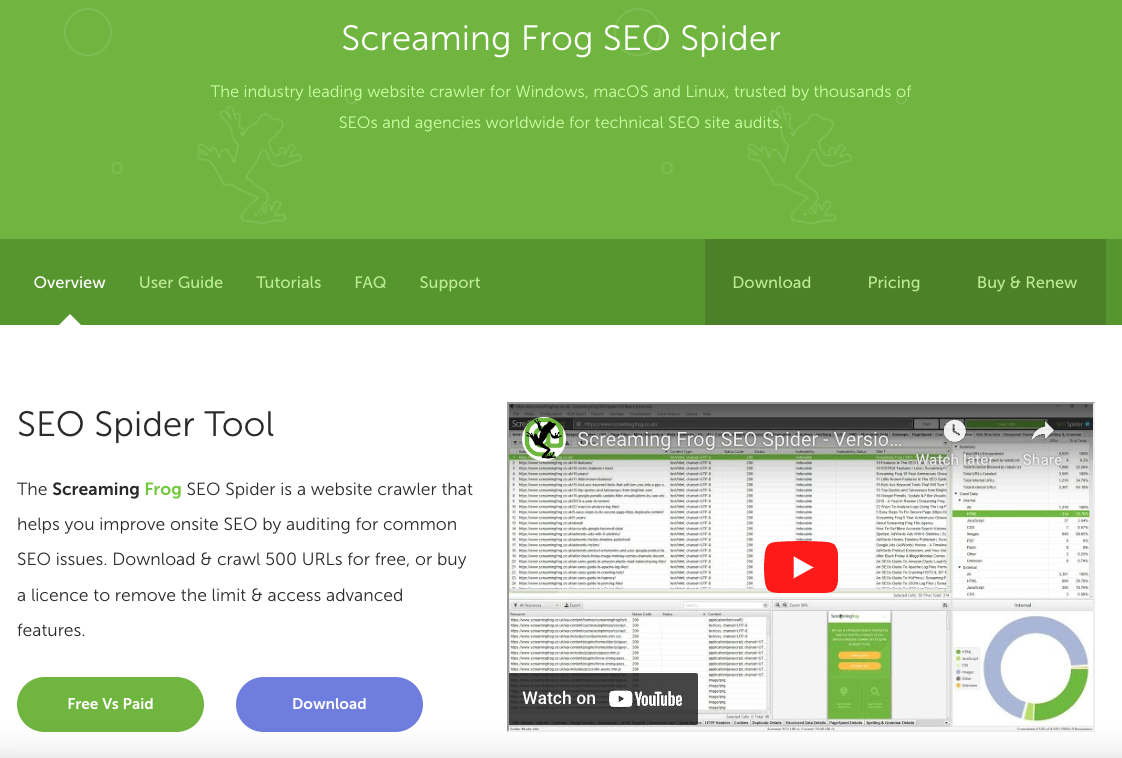 尖叫青蛙SEO蜘蛛 landing page