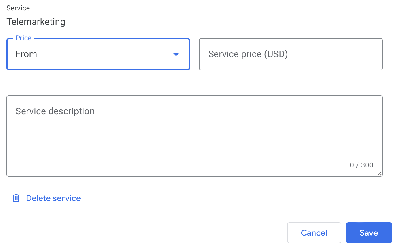 编辑 service details in 