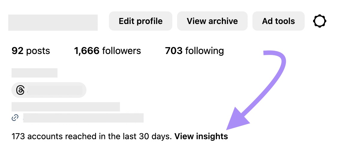 “173 accounts reached in the last 30 days. 查看见解.”