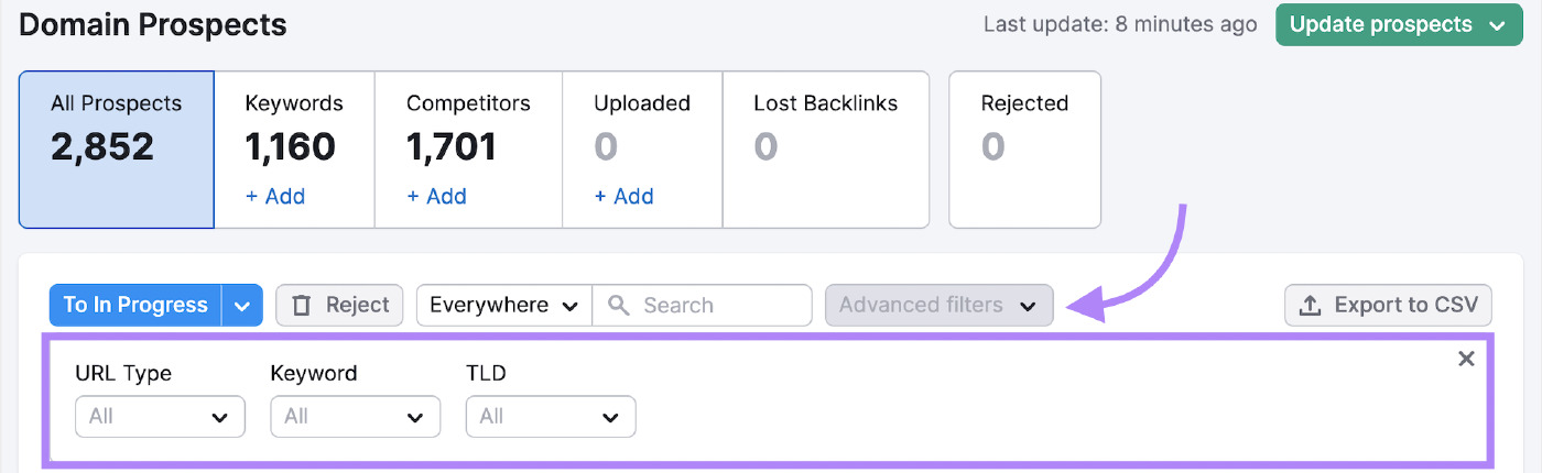 advanced filters in