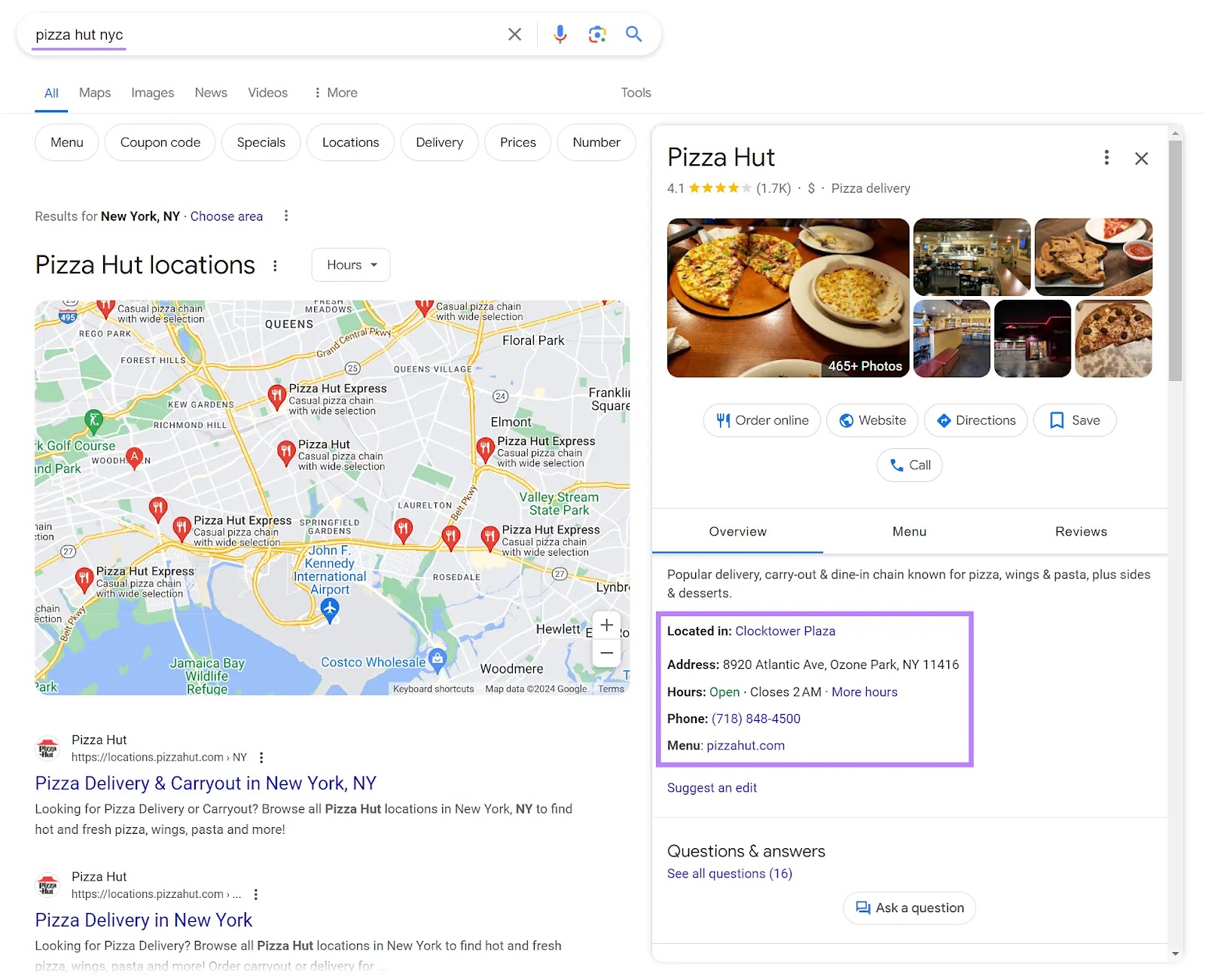 Google SERP of the