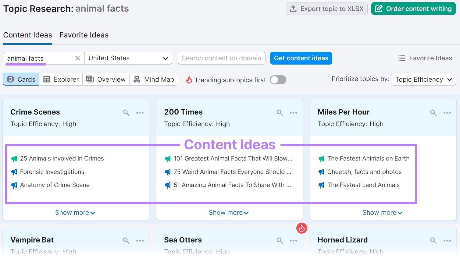an example of content ideas related to