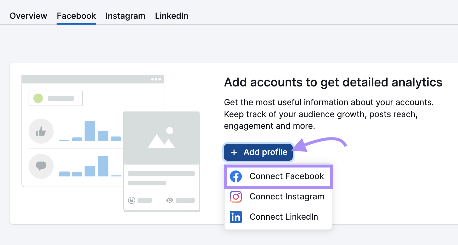 Connect your Facebook to Semrush社会