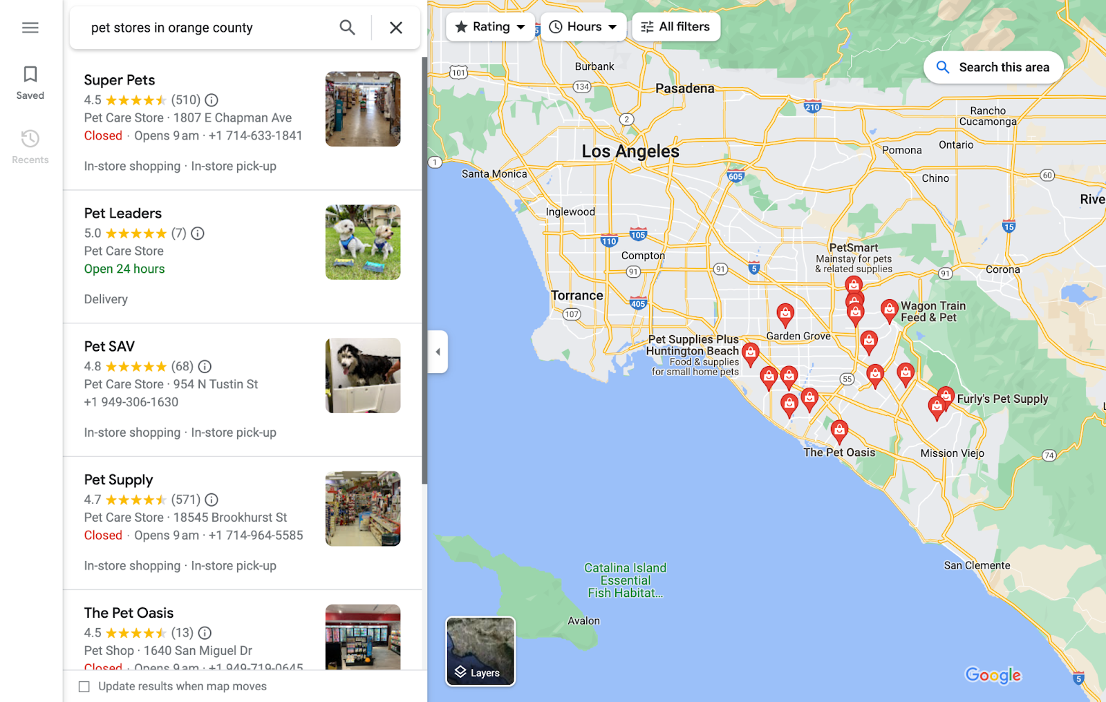 Google local results for