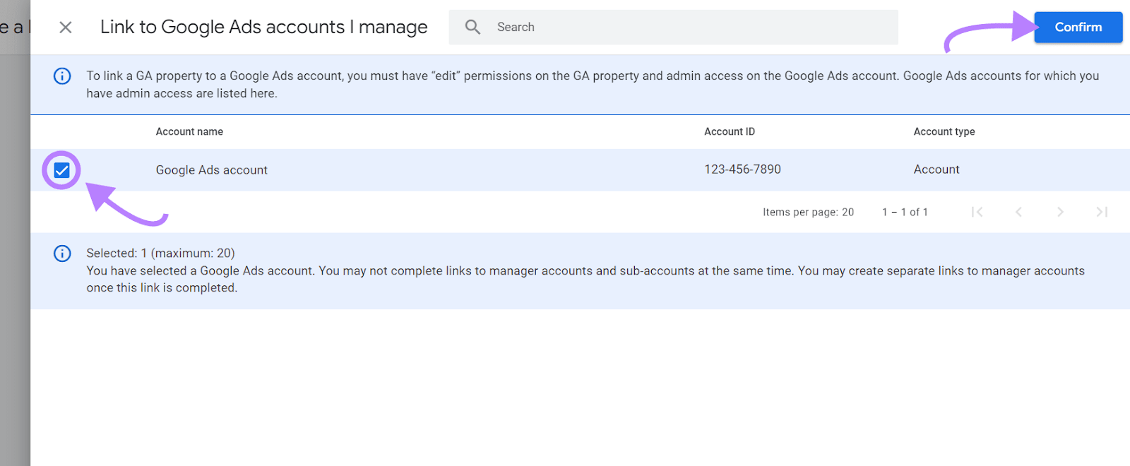 连结 to Google Ads account and click 