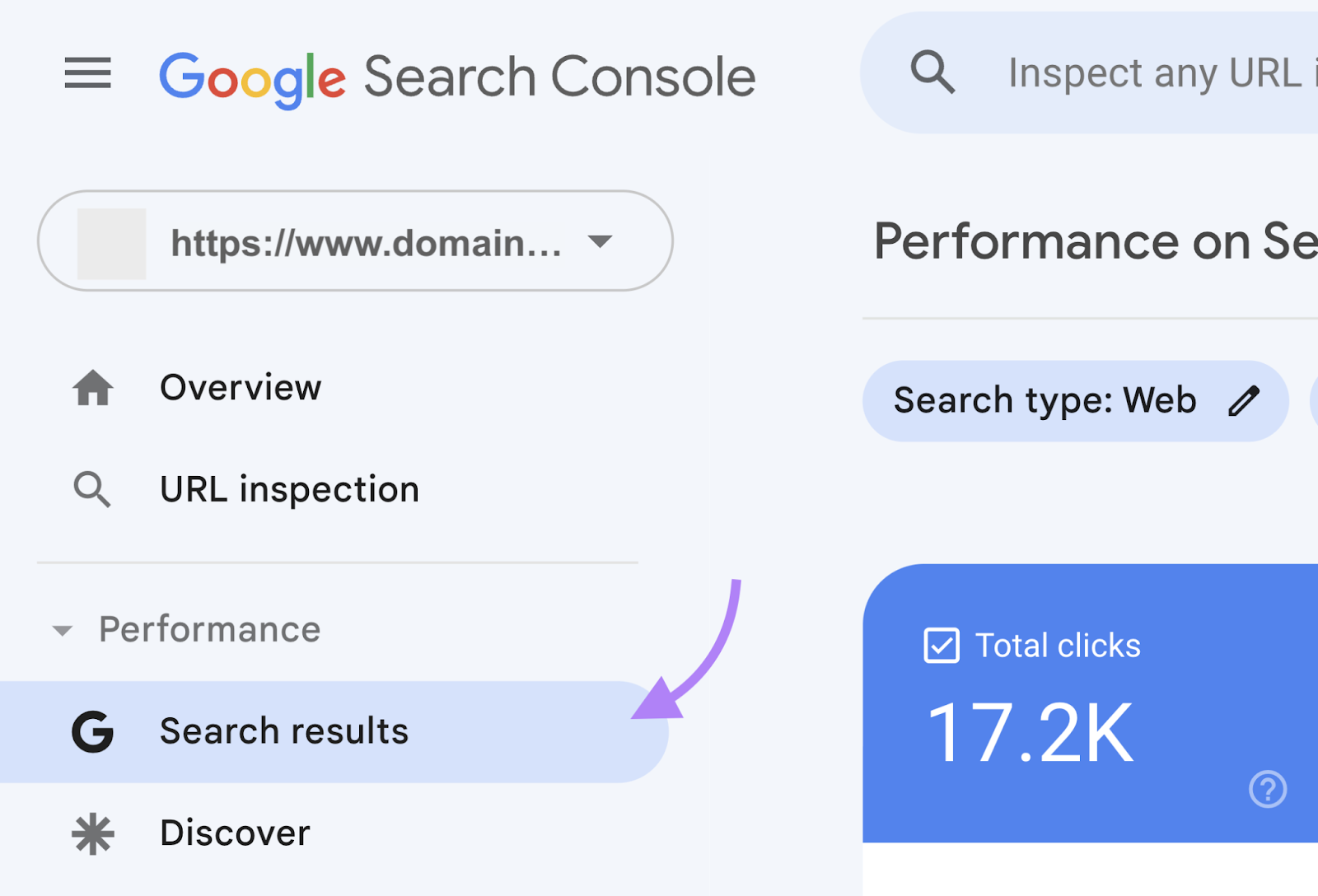 click on “搜寻结果”in谷歌搜索控制台