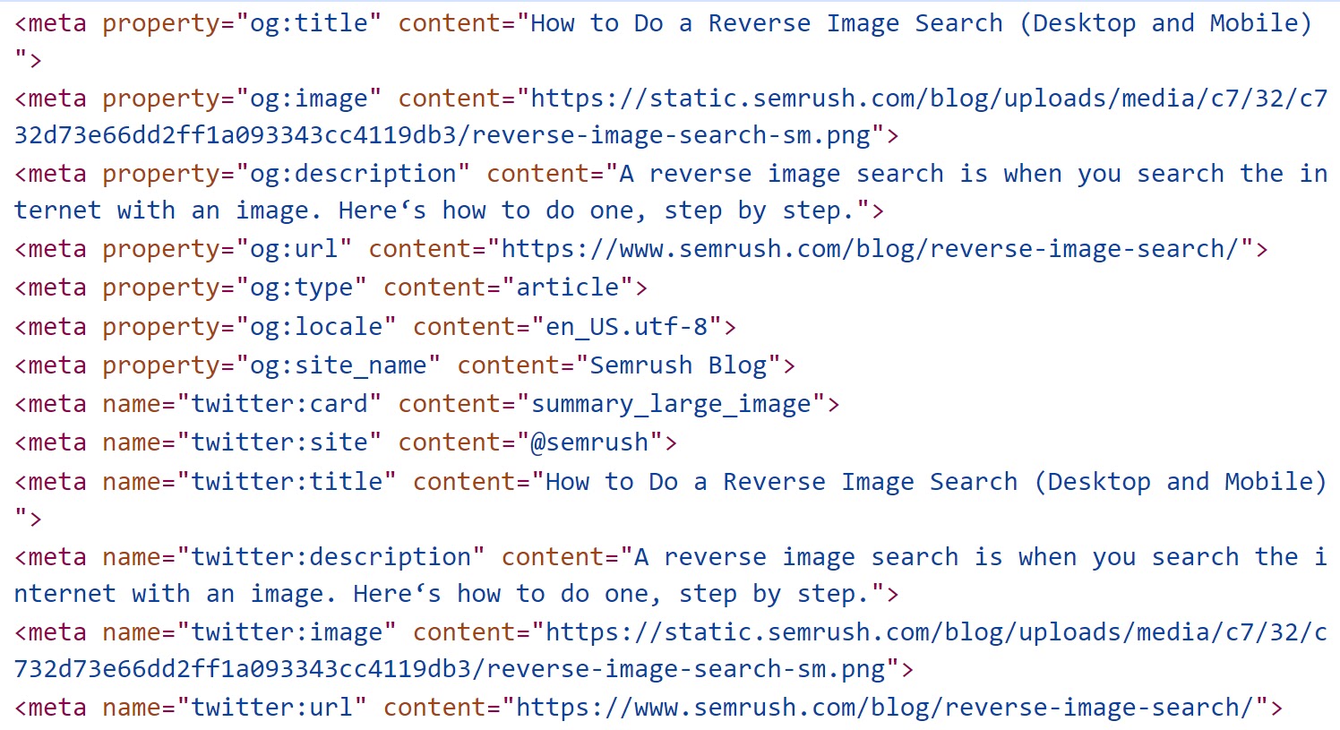 An HTML code showing 开放图 tags