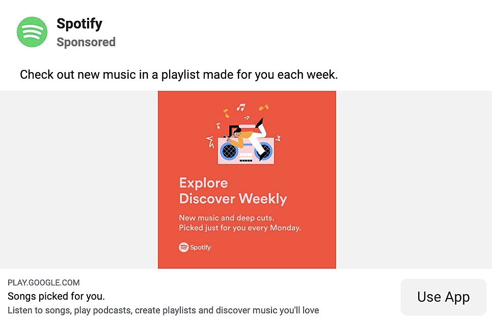 Spotify's Facebook ad with 